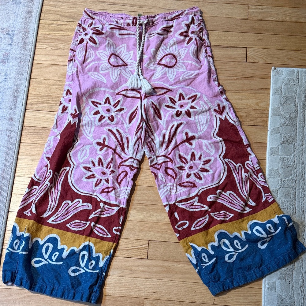 Celadine (Anthropologie) beach Boho Wide-Leg Pants with tie waist M